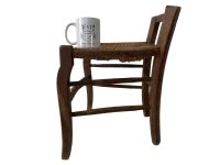 Alternative view of Vintage French Brown Wood Wooden Woven Strung Raffia Chair Seat Stool Rest Footrest Display Stand Tabouret circa 1940-50's