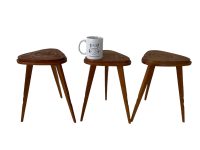 Alternative view of Vintage Madagascan African Tabouret Stool Africa Ornately Carved Heavy Decorated wooden chair seat rest stand display circa 1970-80's