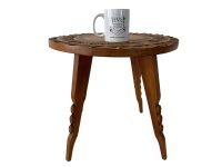 Alternative view of Vintage Madagascan African Tabouret Table Africa Ornately Carved Heavy Decorated wooden side stand display circa 1970-80's