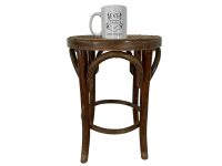 Alternative view of Stool Vintage French Wood Wooden Pole Cane Seat Prop Display Plinth Rest Stand Tabouret Ideally NEEDS REPAIR circa 1960-70's