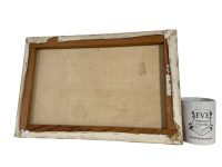 Alternative view of Vintage French Spring Pond Waterway Trees Woodland Oil Painting On Canvas Signed circa 1950-60's