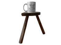 Alternative view of Stool Vintage Tabouret French Wooden Wood Milking Chair Seat Kitchen Table Farm D Shaped Seat Plant Rest Stand Plinth c1960-70's