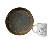 Alternative view of Antique French Brass Traditional Stove Frying Pan Griddle Fire Cooking Pot Saucepan Fireplace Wall Decor Bruised Bashed circa 1850's