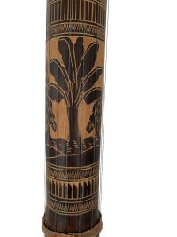 Alternative view of Vintage African Bamboo Stringed Musical Instrument Wooden Hide Skin Metal Decor Carved Carving Sculpture Tribal Art c1980-90's