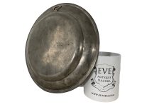 Alternative view of Vintage French Fleur De Lys Pewter Wall Hanging Dinner Plate tray charger platter serving table display patina c1960-70's