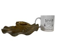 Alternative view of Vintage French Large Brass Shell Clam Metal Catch-All Ashtray Dish Plate Ornament Tarnish Patina c1950's
