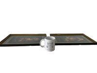 Alternative view of Vintage French Two Small Prints In Golden Black Frames Print Glass Fronted Flowers Still Life Scene circa 1970