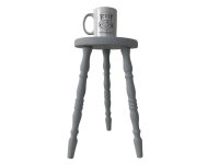 Alternative view of Grey Stool Vintage French Plant Stand Small Table Wooden Wood Chair Seat Ornament Display Rustic Rural Tabouret c1970's