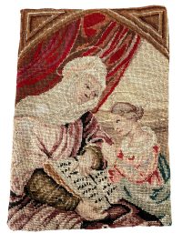 Antique French Bible Study Catholic Woven Tapestry Wall Decor Display Tapisserie Religious circa 1900’s