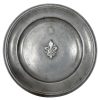 Vintage French Fleur De Lys Pewter Wall Hanging Dinner Plate tray charger platter serving table display patina c1960-70's
