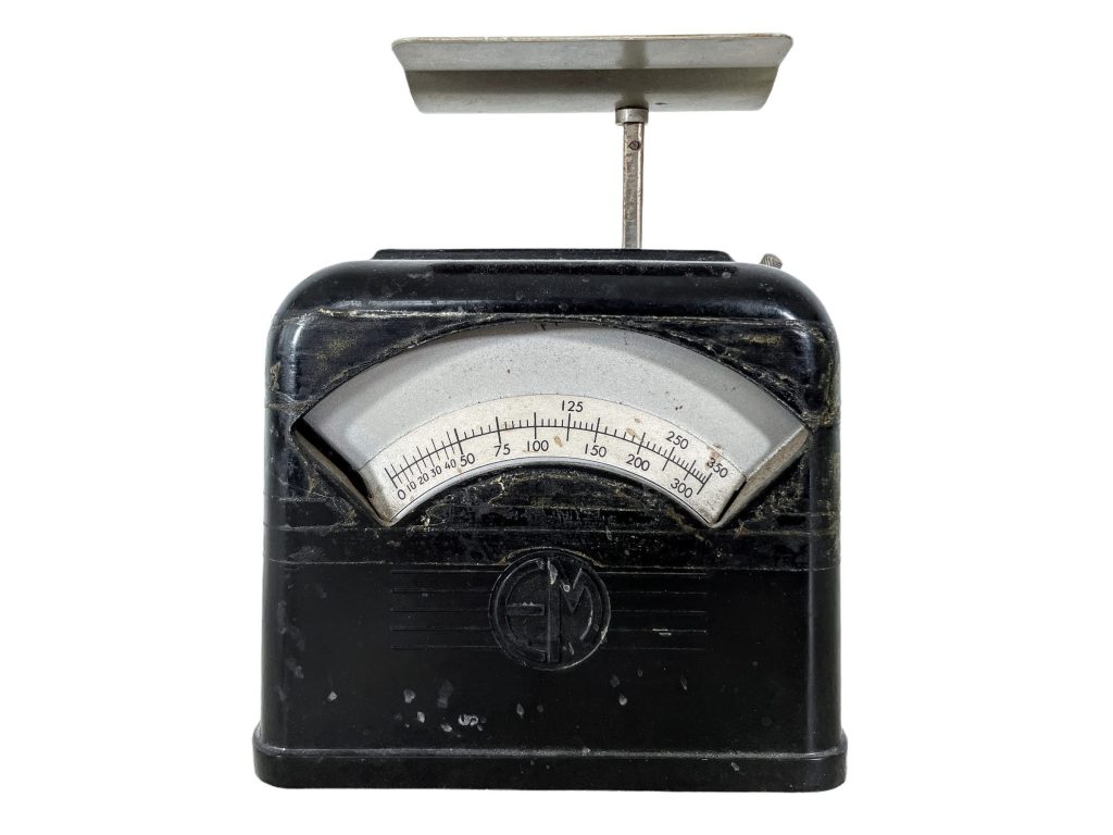 Vintage French EM Black Bakelike Postal Post Letter Weighing Weight Scale circa 1950-60’s