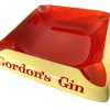 Vintage French Original Ceramic Gordon's Gin Large Yellow Red Ashtray Dish Pot Smoking Tobacciana Pub c1980-90's
