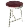 Vintage French Painted White Twisty Spiral Stool Rustic Rural Table Wooden Wood Chair Seat Stand Flower Pot c1950-60's
