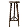 Vintage French Tall Wooden Wood Stool Chair Seat Kitchen Bar Side Table Kitchen Flower Pot Stand Display Prop circa 1960-70's