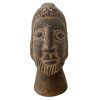 Vintage African Bearded Man Bust Carved Stone Standing Decor Carved Statue Carving Sculpture Tribal Art c1950's
