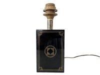 Vintage French Cellulite Table Lamp Standing Black Gold Metal Plastic Electric Light Lantern Lamp Decor Design Lighting c1970's