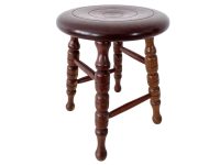 Stool Vintage French Small Tiny Four Leg Table Wooden Wood Chair Seat Side Stand Flower Pot Display Shelf Prop Tabouret circa 1970's
