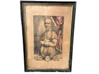 Antique French Napoleon III Frame Pope Leon XIII Religious Church Catholic Print Frame Wall Decor c1880's