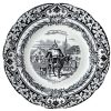 Antique French Black And White Ceramic Conversation Plate Serving Dish Table Wall Decor c1855