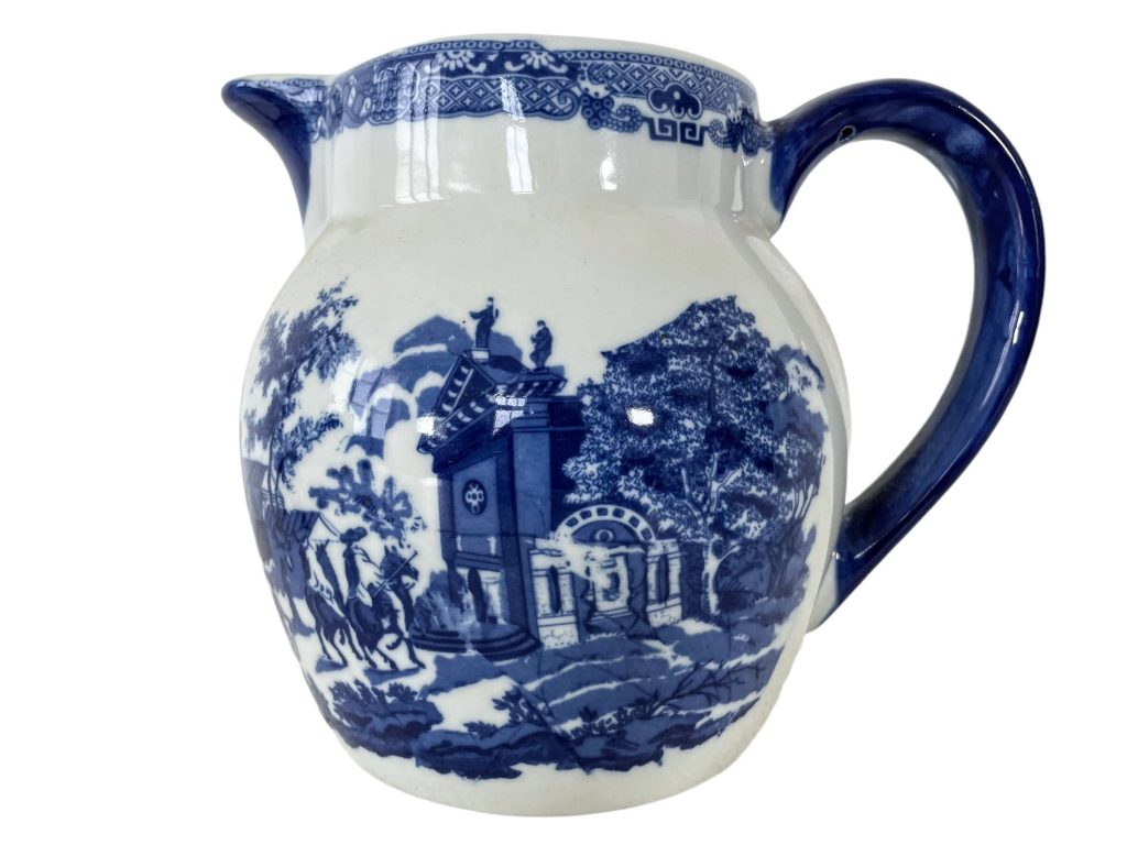 Antique English Large Ceramic Blue White Water Gravy Custard Large Jug Pitcher Boat Serving Bowl Dish Plate c1910-20's
