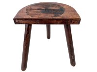 Stool Vintage French Wooden Wood Milking Chair Seat Table Farm D Shaped Seat Farmhouse Style Rest Stand Plinth Tabouret c1960-70's