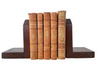 Vintage French Wooden Varnished Wood Book End Pair Stand Holder Storage Display Support c1950-1960's