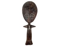 Vintage African Puppe Ashanti Akuaba Fertility Doll Pouppee Ghana Face Idol Primitive Art Carving Sculpture c1960-70's