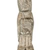 Antique French Stone Carved Scroll Reader Moses Ten Commandements Ornament Statue Display Catholic Church Religious Symbol c1900's