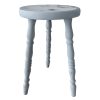 Grey Stool Vintage French Plant Stand Small Table Wooden Wood Chair Seat Ornament Display Rustic Rural Tabouret c1970's