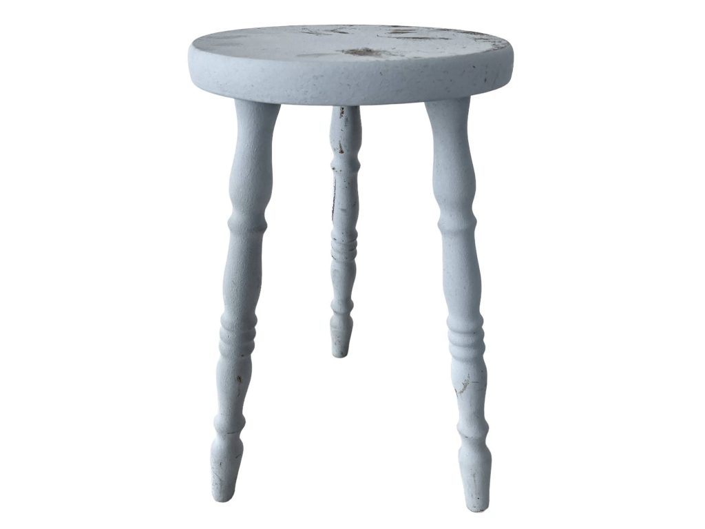 Grey Stool Vintage French Plant Stand Small Table Wooden Wood Chair Seat Ornament Display Rustic Rural Tabouret c1970’s
