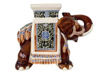 Vintage Chinese Ceramic Pot Stand Plinth Rest Brown White Green Large Vase Pot Heavy c1970-80's