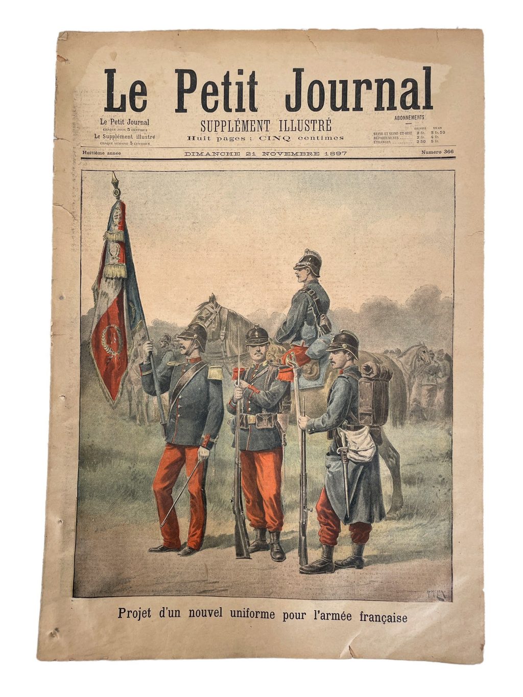 Antique French Le Petit Journal Newspaper Supplement Illustre Number 366 21/11/1897 Illustrations 8 Pages Memorabilia Collector c1897