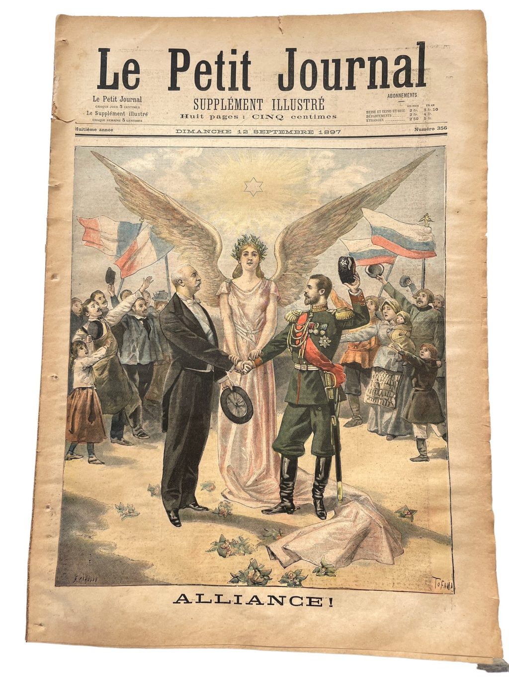 Antique French Le Petit Journal Newspaper Supplement Illustre Number 356 12/9/1897 Illustrations 8 Pages Memorabilia Collector c1897