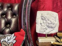 Vintage French Reproduction Plaster Bust God Ornament Figurine Display Gift c1980-90's