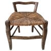 Vintage French Brown Wood Wooden Woven Strung Raffia Chair Seat Stool Rest Footrest Display Stand Tabouret circa 1940-50's