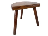 Stool Vintage Tabouret French Wooden Wood Milking Chair Seat Kitchen Table Farm D Shaped Seat Plant Rest Stand Plinth c1960-70's