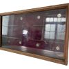Antique French Glass Fronted Display Cabinet Curio Wall Mounted Fabric Lined Curiosity Presentation circa 1910s