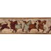Vintage French Bayeux Tapestry Reproduction Of Battle Scene England Painted Wooden Carving circa 1970-80's