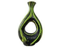 Vintage Spanish Vase Apple Green Black Pottery Earthware Pot Vase Container Storage Mid Century Modern Prop c1960's