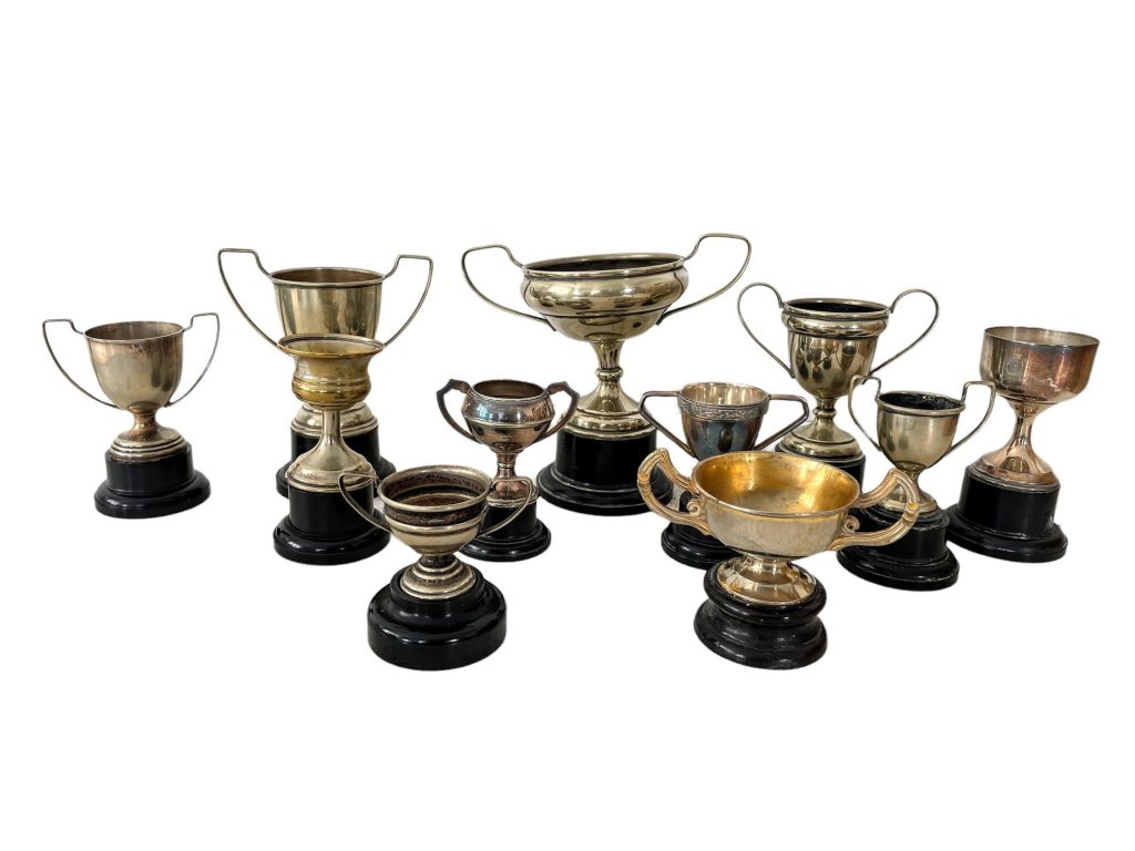 Vintage English Silver Plated Mixed Engraved Trophy Cup Collection Job Lot Of Eleven Prizes Awards c1960-1990s