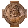 Vintage French Religious Saint Plaque Wood Christ With Patina Catholic Church Chapel Cross Religious Symbol Jesus c1960-70's