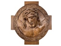 Vintage French Religious Saint Plaque Wood Christ With Patina Catholic Church Chapel Cross Religious Symbol Jesus c1960-70's