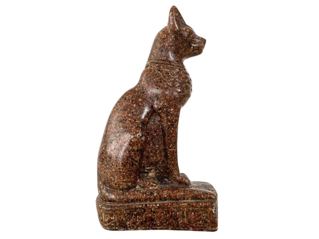 Vintage French Egyptian Stone Cat Reproduction Of Ancient Egyptian Figurine Small Ornament Display Decor Stone c1970-80’s