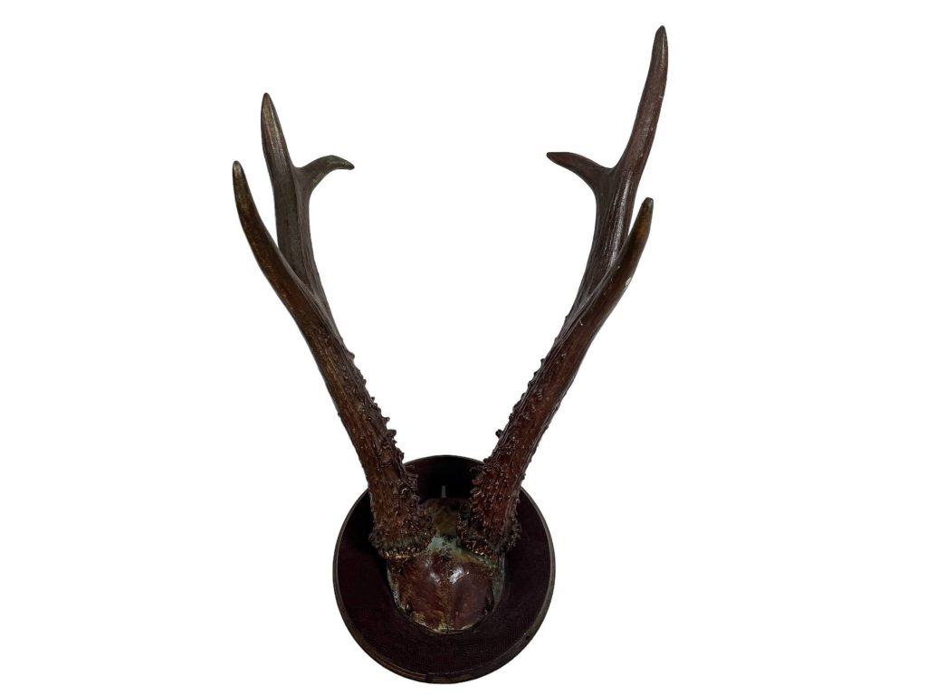 Vintage French Faux Resin Deer Stag Antler Horn Animal Display Ornament Wall Decor Hunting Lodge Taxidermy Man Cave c1980-90’s