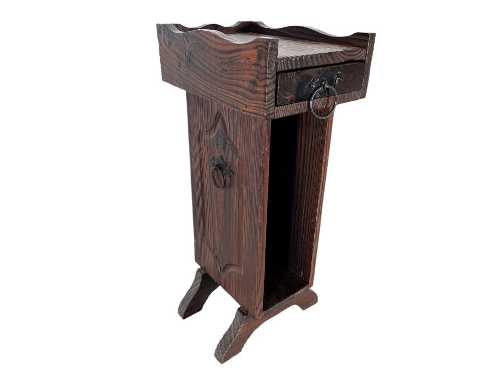 Vintage French Wooden Large Magazine Rack Side TV Table Shelf Stand Cup circa 1960-70's