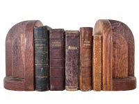 Vintage French Wooden Varnished Wood Book End Pair Stand Holder Storage Display Support c1950-1960's