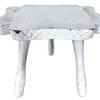Stool Vintage White French Country Cottage Milking Stool Turned Leg Wooden Wood Seat Stand Step Pot Display Tabouret c1950-60's