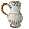 Antique French Faience Handled Clay Pottery Pot Vase Jug Pitcher Container Storage Display Prop White Flowers DAMAGED circa 1820's