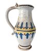 Antique French Faience Handled Clay Pottery Pot Vase Jug Pitcher Container Storage Display Prop White Flowers DAMAGED circa 1800's