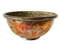 Vintage French Bowl Tarnish Patina Serving Trinket Dish Bashed Bruised Dented Plate circa 1850's